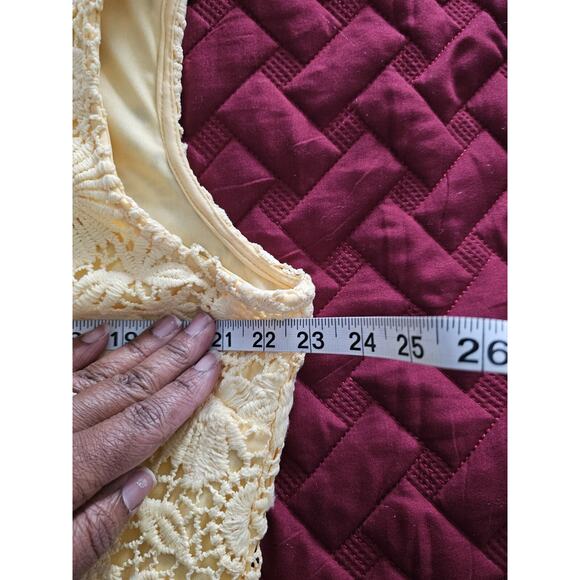 Liz Claiborne Yellow Eyelet Sheath Dress Size 18 Sleeveless Wedding Guest - Picture 7 of 10